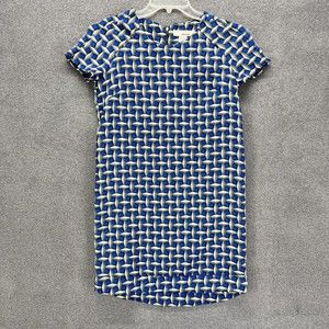Sans‎ Souci Casual dress Womens size M Blue Geometric back zipper knee length